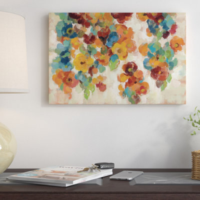 Reproduction d’art sur toile tendue fleurs à épices et turquoise