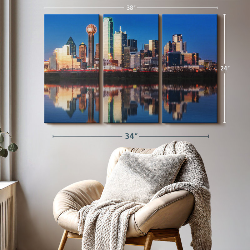 «Dallas Skyline» sur toile, H 24 po x l 38 po