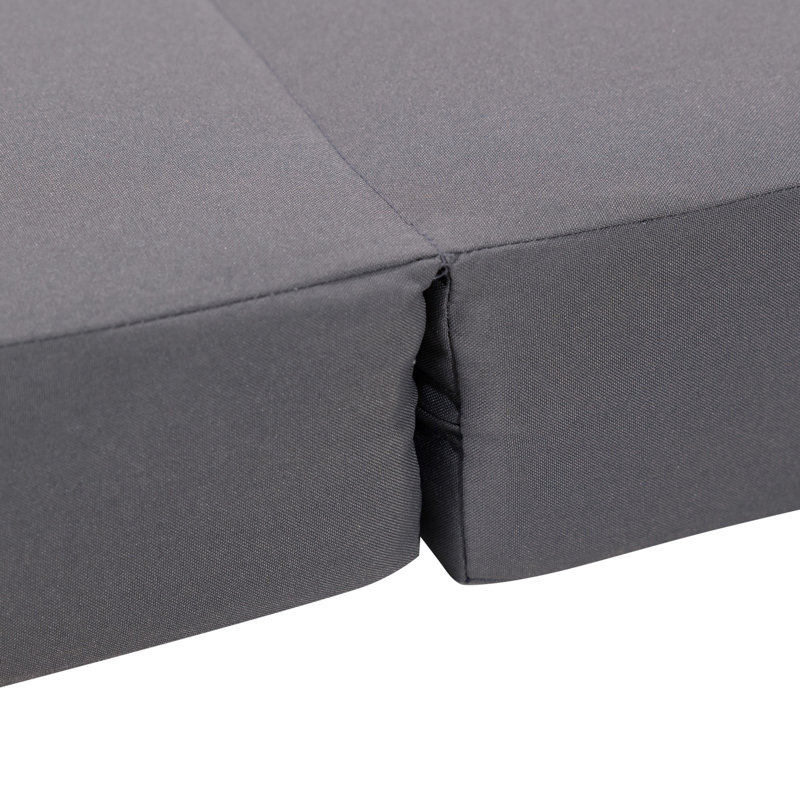 Gray / Chaise Lounge Cushion - Triple Folds. Comfort Foam Lining Included. 26.98W X 75.02D 4.04H. Weather-. Cover For Easy Cleaning Process. Water- Folds Cushion. Lined Optimal Feeling. 27" W 75.02"