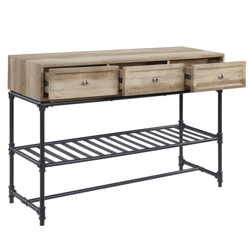 Table moderne en chêne avec fabrication robuste en métal et options de rangement Pieds élégants en placage