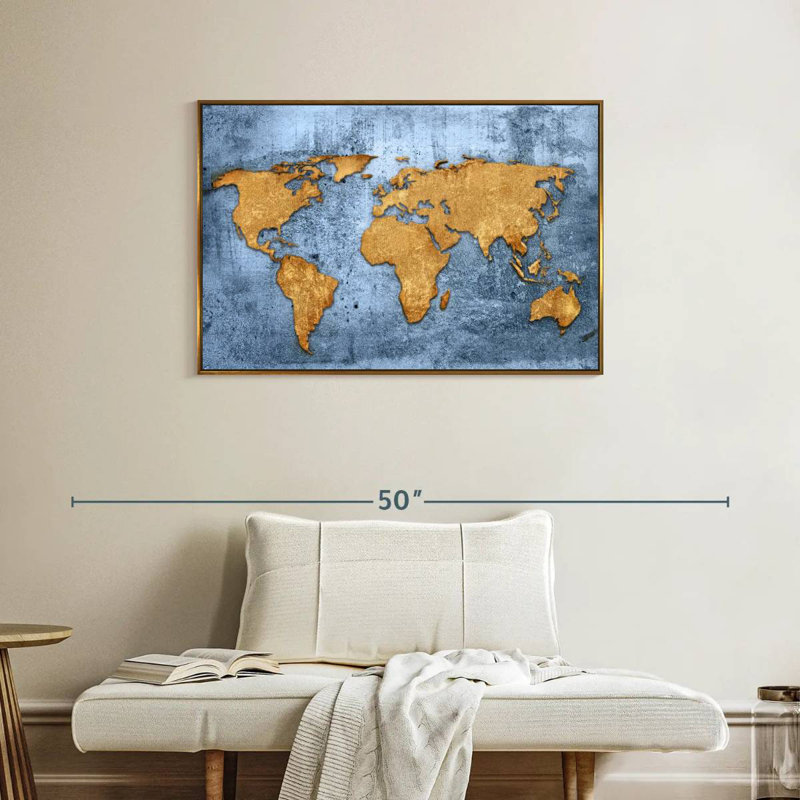 Azure World Luro, Cadre flottant doré, 37 po x 25 po