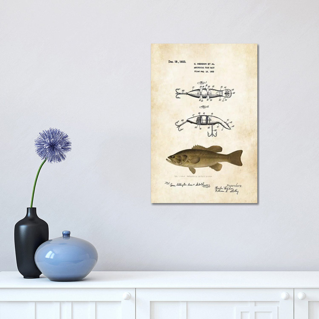 Largemouth Bass Fishing Lure - Wrapped Canvas Print