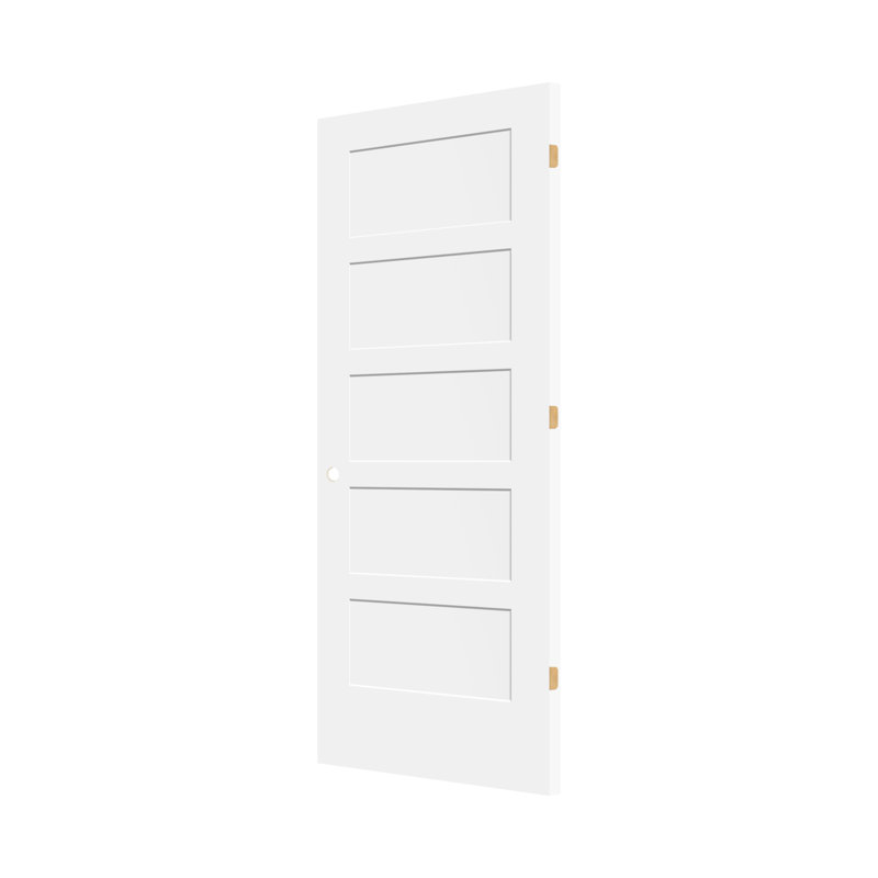 (Avec trou de serrure de porte) Porte standard en bois massif apprêté à 5 panneaux, 30 po x 80 po, Oui