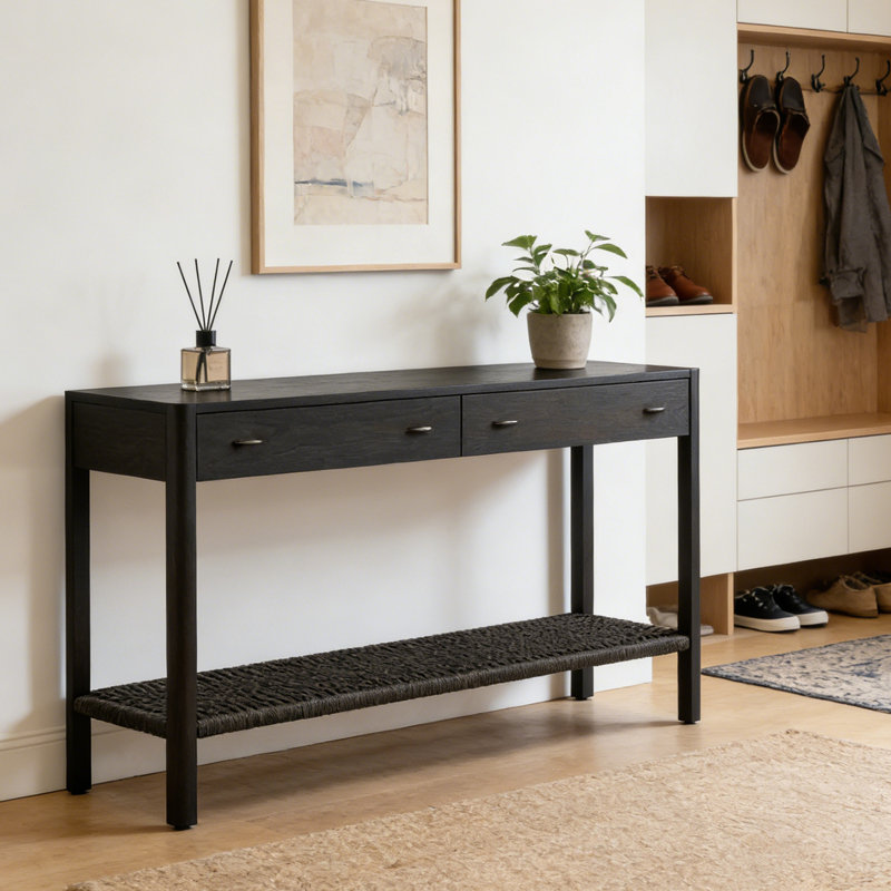 Console simple de style nordique, H 29,9 po x l 55,1 po x P 15,7 po, Noir