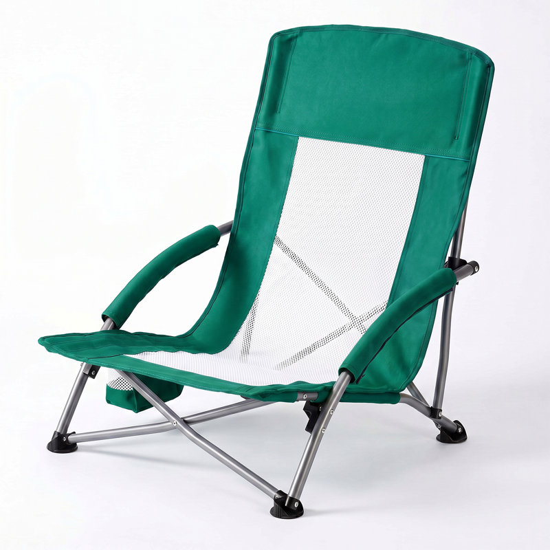  Camping Chair - Folding Outdoor Chair with Mesh Back, Cup Holder, Heavy Duty 250 LBS, Portable with Carry Bag for Beach Picnic