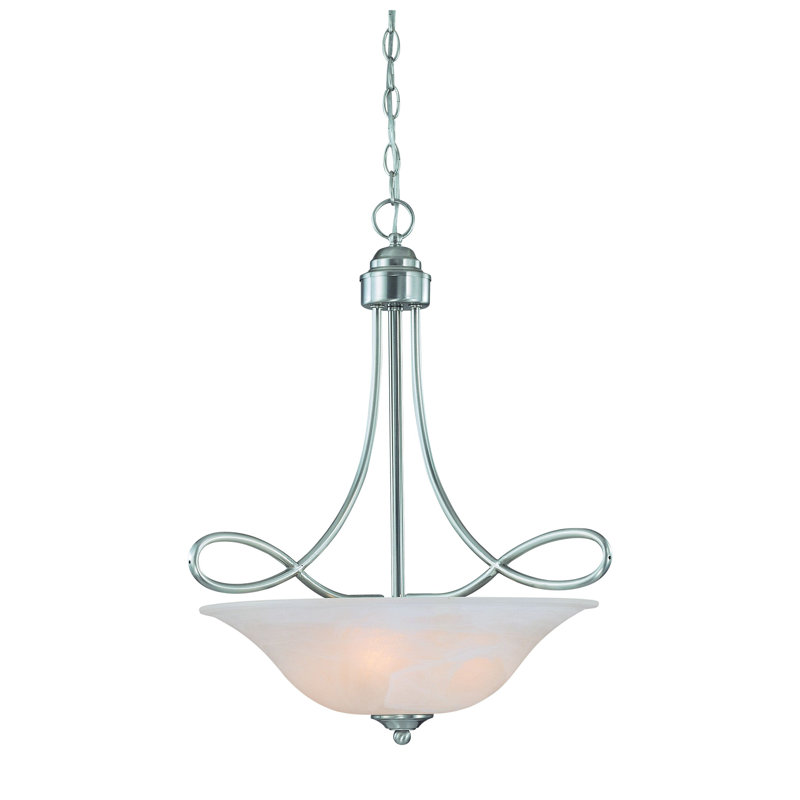 Ellis 3 - Light Unique/Statement Pendant, Satin Nickel with White Faux Alabaster
