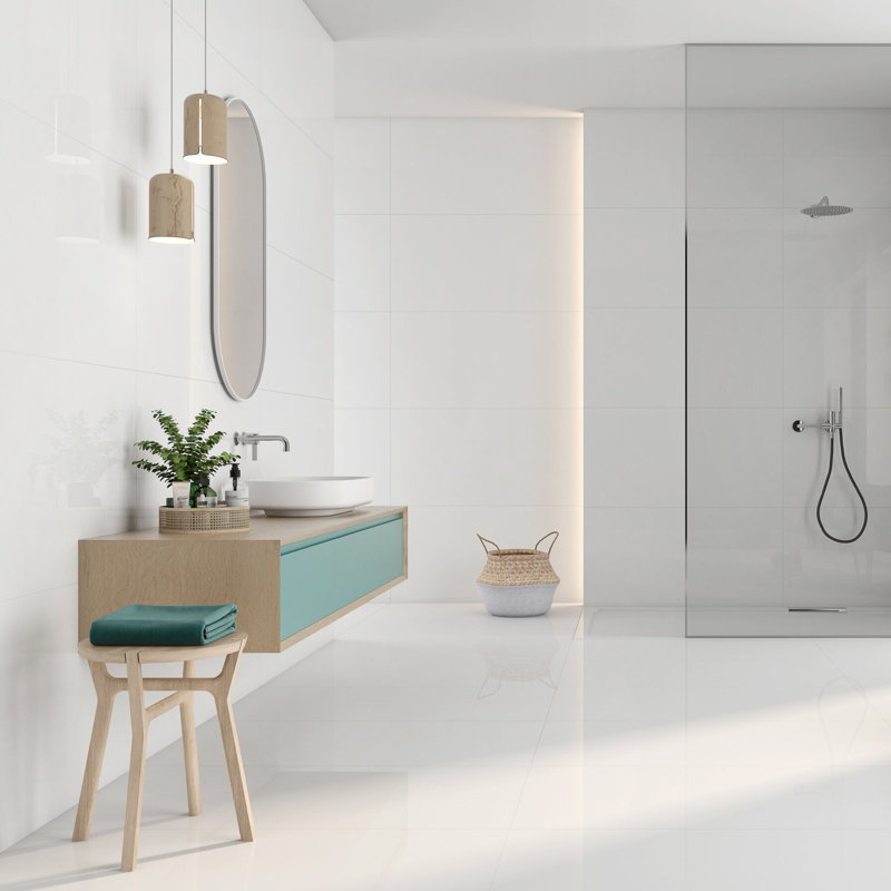 Carreau de porcelaine mate pour plancher et mur 12 po x 24 po blanc glacé