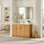 Meuble-lavabo simple 48 po Carrasco en chêne naturel brun avec plateau en pierre de quartz blanc soyeux-359548204-398079084-398079122