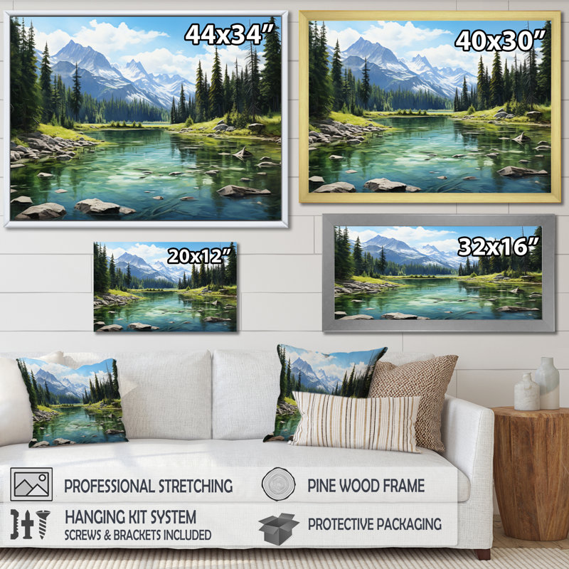 Canada Banff Symphony I, reproduction d'art sur toile, Cadre flottant doré, H 16 po x l 32 po x P 1 po