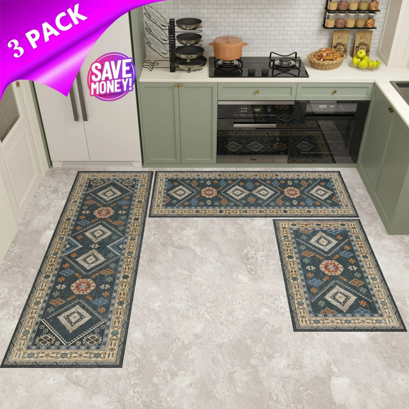 Tapis 3 pièces anti-dérapant Bohemian Farmhouse