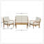 Ensemble de conversation 4 pièces avec coussins, ensemble de conversation d'extérieur en bois d'acacia, naturel et beige