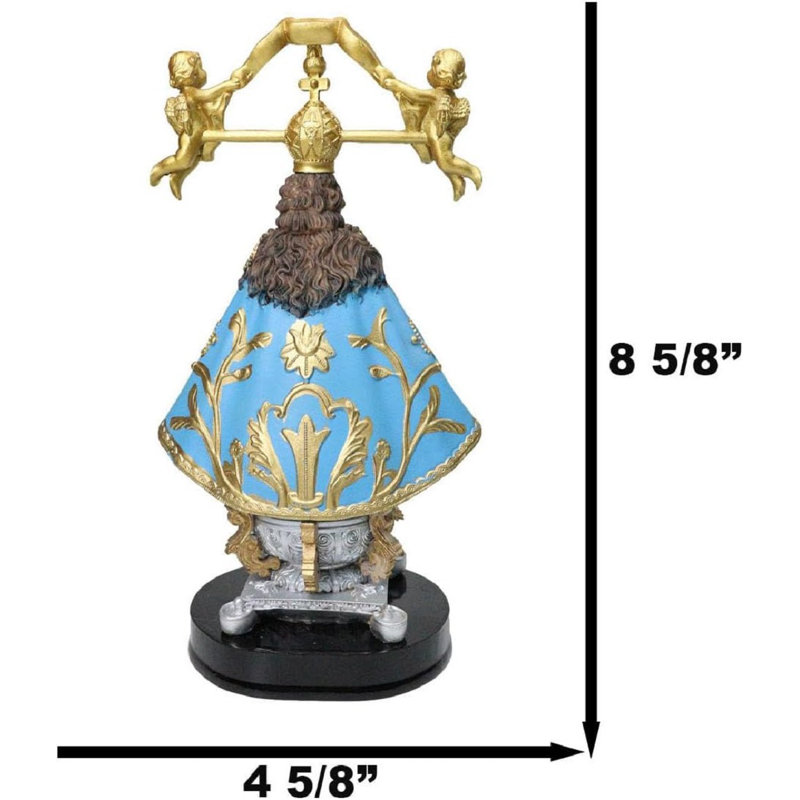 Figurine Notre Dame de San Juan De Los Lagos avec couronne d'or et anges 8 "H