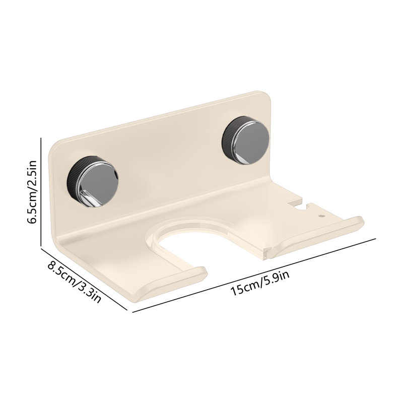 Support de rangement pour sèche-cheveux non perforé, White