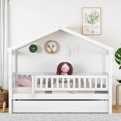 Lit simple en noyer avec lit gigogne - Dreamland Haven for Kids