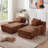 Oversized Modular Flannel Double Chaise Lounge Chair with 4 Pillows, Pure Foam Filled, No Assembly Required, Brown-118698502