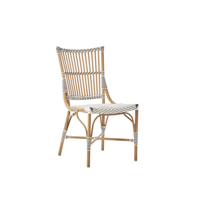 Monique Outdoor Dining Side Chair - Almond Frame - White with Cappuccino Dots by Sika Design