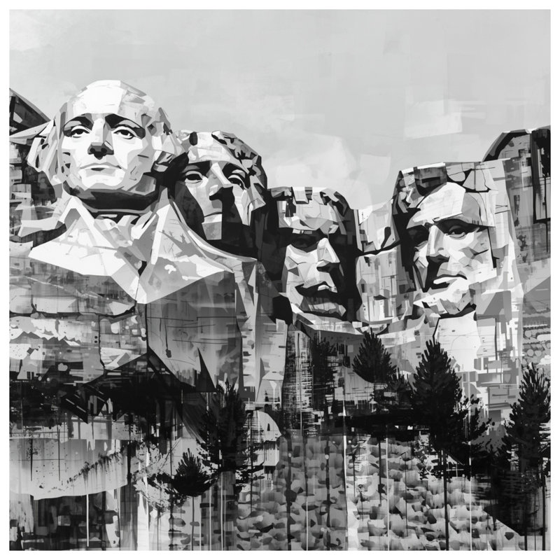 Coussins décoratifs Mount Rushmore Illustration, 14 X 14 pouces