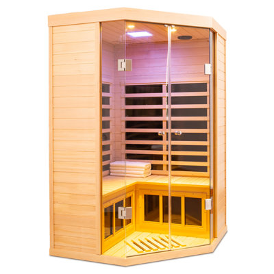 Deux places pour sauna en angle infrarouge lointain transparent