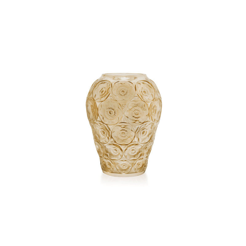 Anemone Handmade Crystal Table Vase, Gold Luster