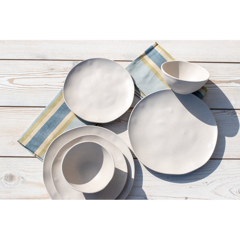 Marnie Polypropylene Plastic Dinnerware - Set of 12, Cream