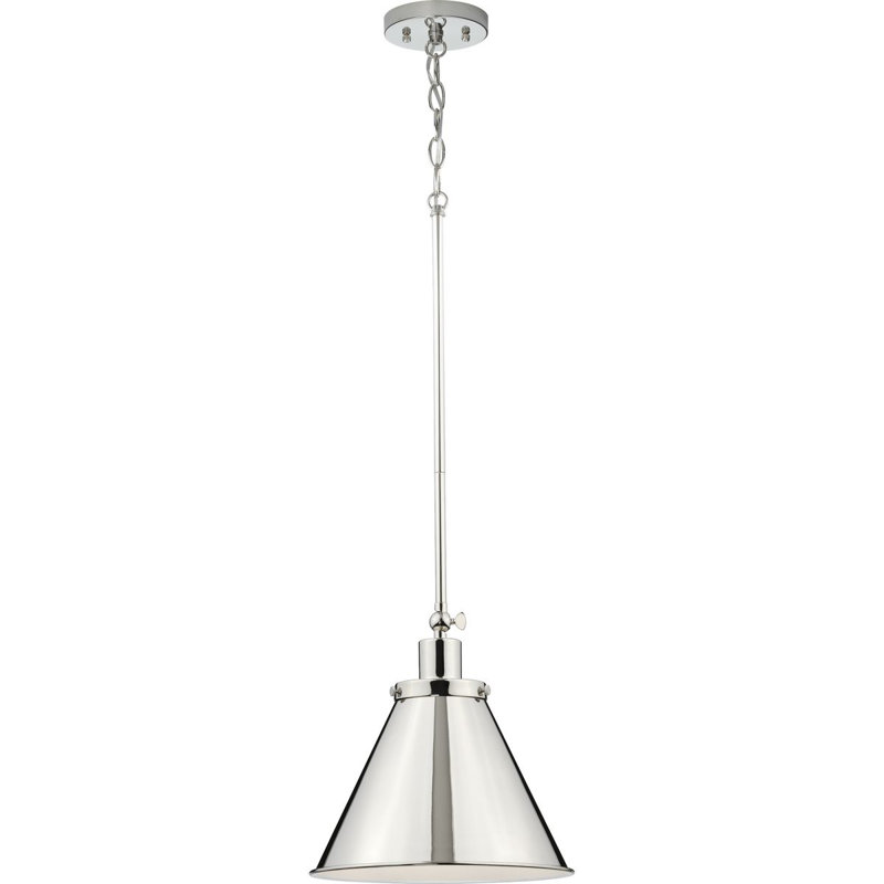 Luminaire suspendu conique 1 lumière, Nickel poli