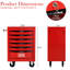 6 - Drawer Rolling Tool Storage Box, Red & Black Steel, Bearing Slides, 4 Wheels, Key Locking Trolley, And Blue Smooth Countertop, Lockable, Garage Use-1420339929
