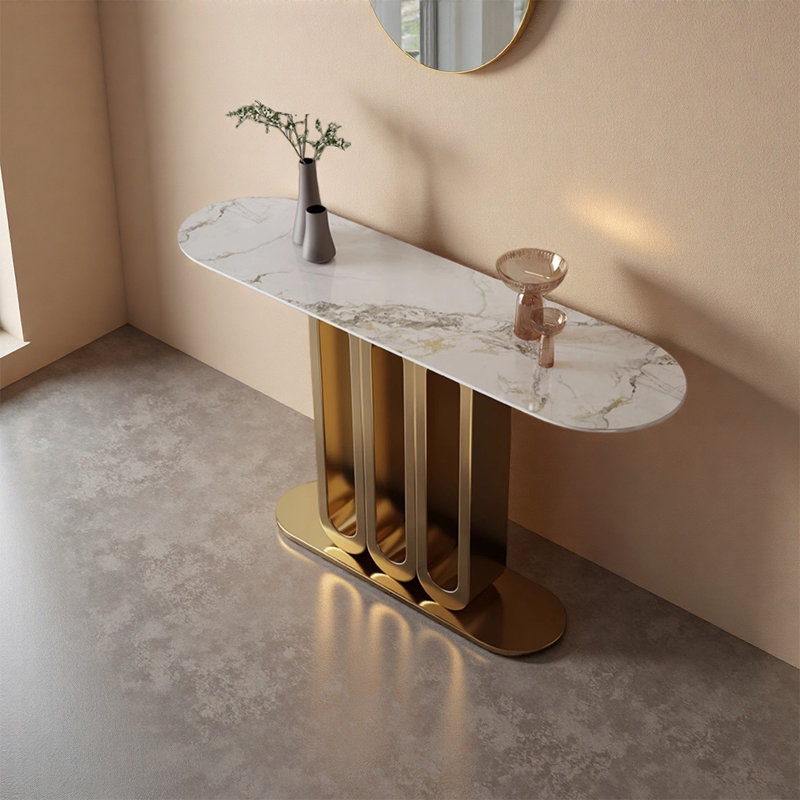 Console minimaliste de style italien, H 33,46 po x l 55,12 po x P 13,78 po, Doré