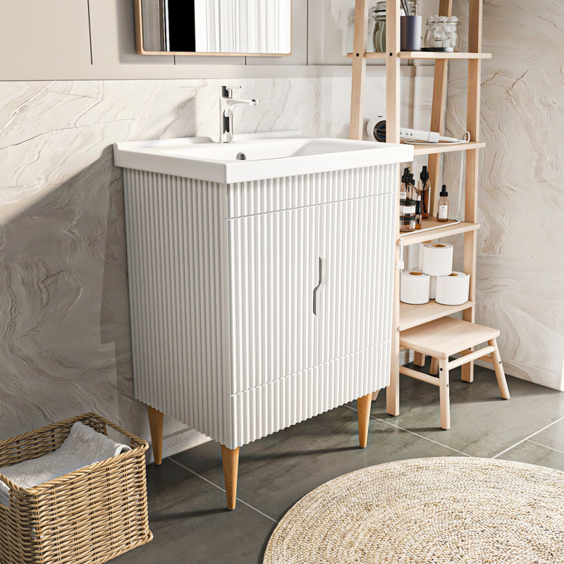 Sahra Single Bathroom Vanity with Ceramic Basin, 60cm, White