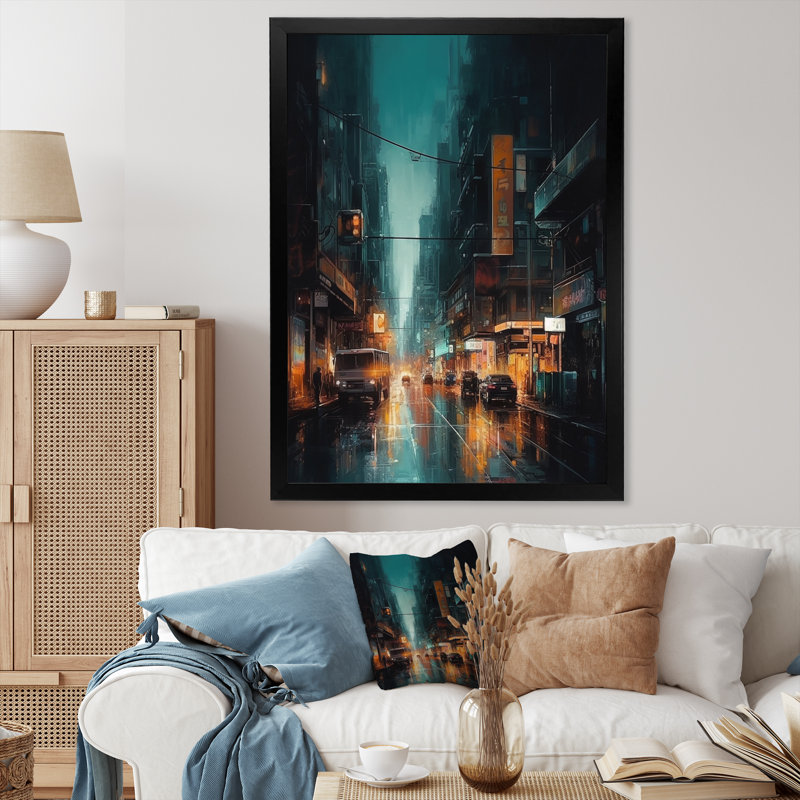 «Black and Blue Perspectives On Urban Life II», reproduction d'art sur toile, Cadre photo noir, H 20 po x l 12 po x P 1 po