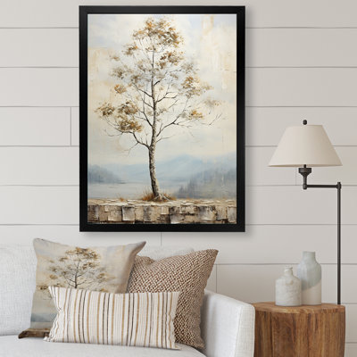 «Soft Neutral Tones Tree Oak Harmony III», reproduction sur toile encadrée