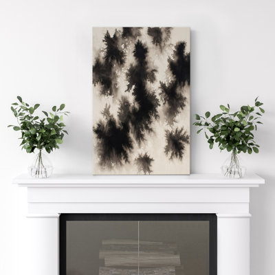 Art mural sur toile noir et blanc abstrait - coups de pinceau fluides minimalistes, impression d'art moderne pour le salon, le bureau ou le studio