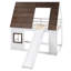 Lit mezzanine simple en bois avec toit, échelle et glissade pour enfants, blanc et brun