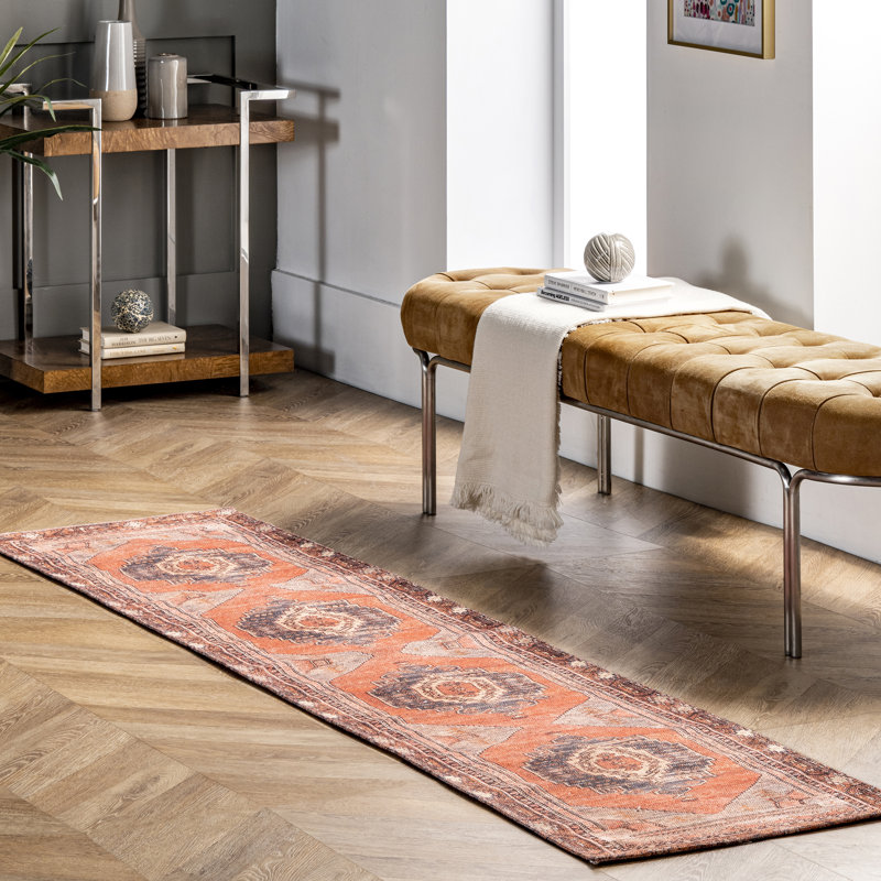 Tapis tribal lavable à la machine Kamila SpinClean, Tapis de couloir 2 pi x 8 pi