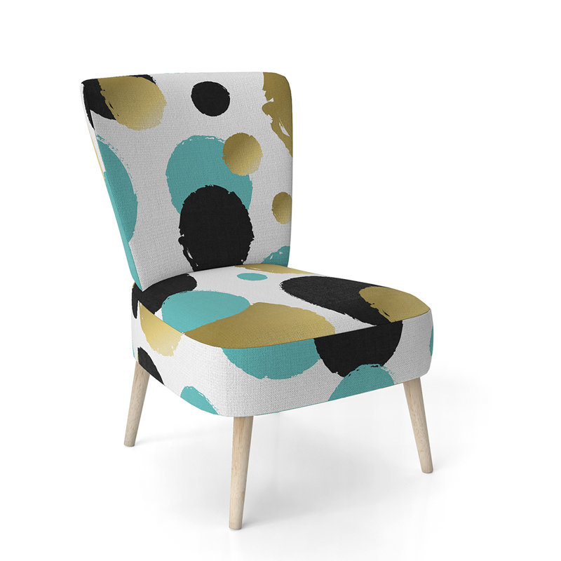 Upholstered Floral Side Chair - Modern floral Accent Chair, Damask Blue Polyester Blend
