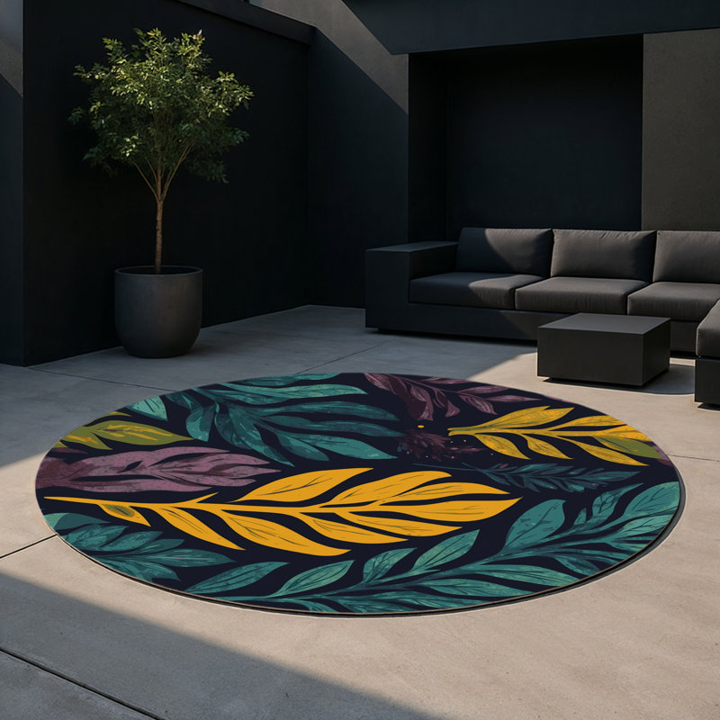 Shimmering Glade Indoor And Outdoor Area Rug, Round 5'