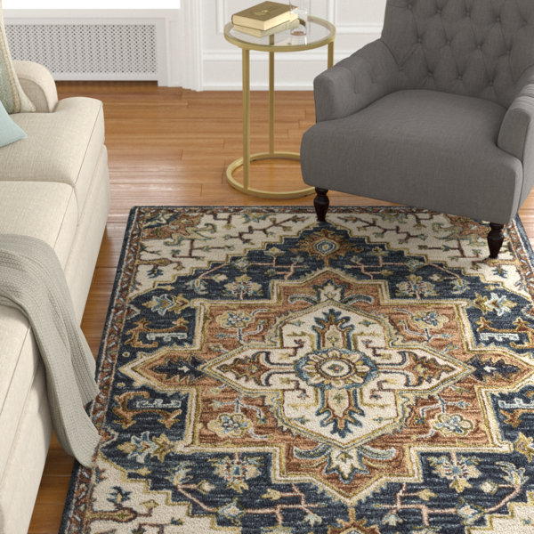 Darby Home Co Barba Hand-Hooked Wool Blue Area Rug & Reviews | Wayfair