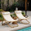 Portable Patio Lounge Chairs, Steel Rattan Folding Set, Modern Poolside Deck