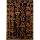 Hand-Knotted High-Quality Black and Black Area Rug