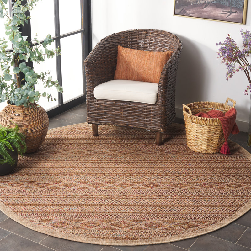 Tapis de style sud-ouest en osier Larrell Performance, Rond 6 pi 7 po