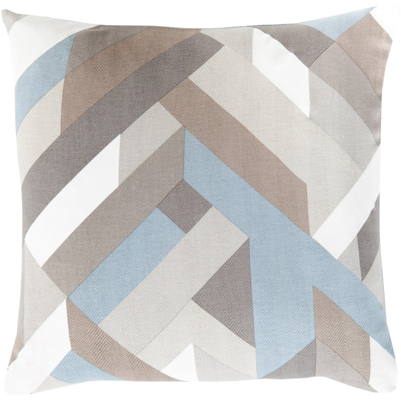 Geometric Cotton Throw Pillow, 18" H x 18" W x 4" D, Gray, Polyester