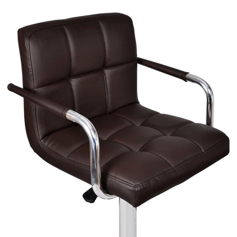 Upholstered Counter Stool with Metal Frame, Brown