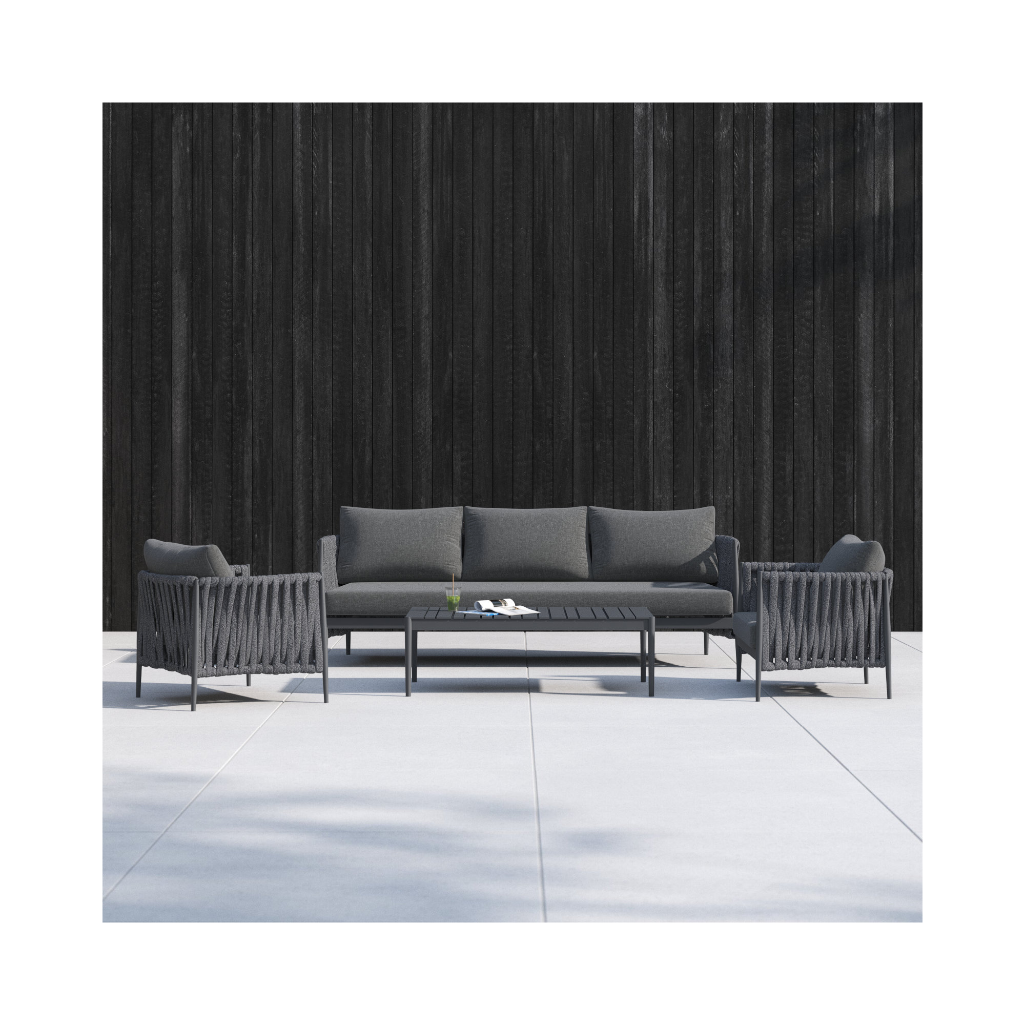 Zeke 4 - Piece Patio Conversation Set, Gray