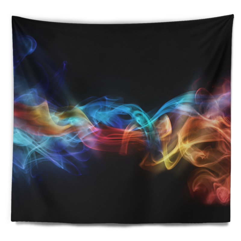 Feu abstrait en tapisserie de couleurs, H 32 po x l 39 po