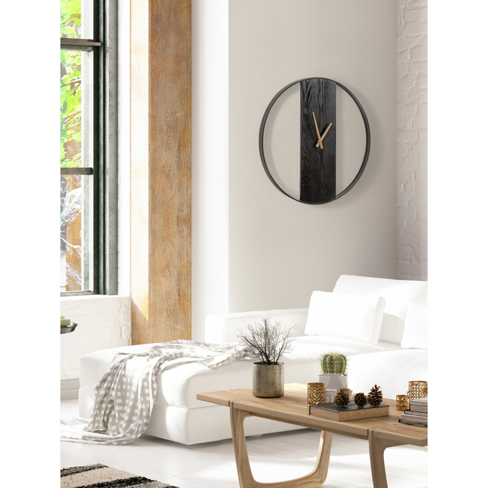 Gwennie Metal Wall Clock  , Black/Gold, 24" Diameter
