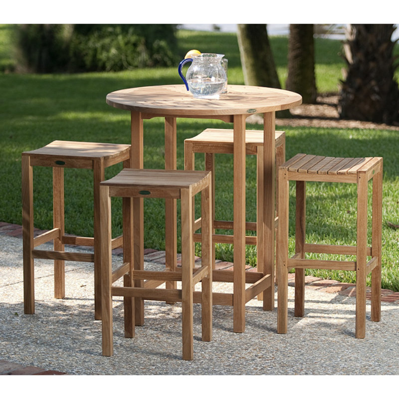 5 Pc Backless Teak Pub Set