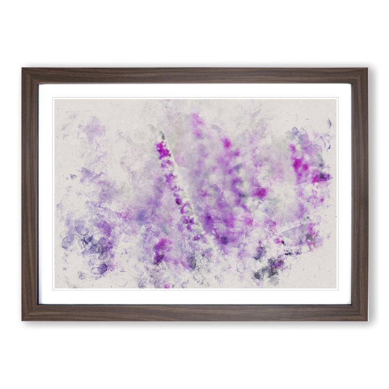 Purple Heather - Single Picture Frame Print on Wood, Walnut Framed, 36cm H x 48cm W x 2cm D