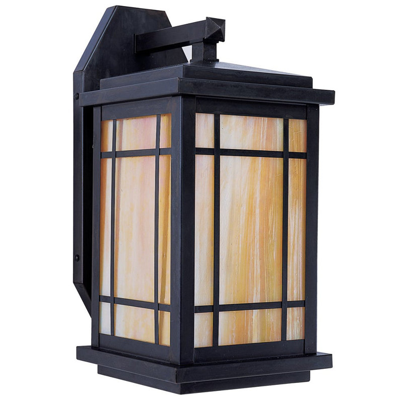 Kusiak Wall Light, 12" H x 6" W x 7.5" D, Rustic Brown, Almond Mica