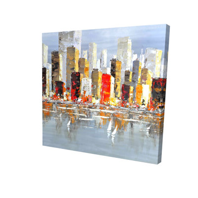 Buildings with Water Reflection - Contemporary Canvas Art