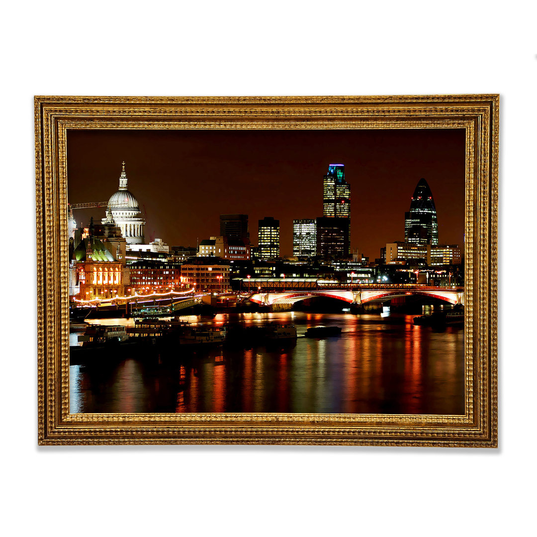 London Thames Night Lights Gerahmter Druck