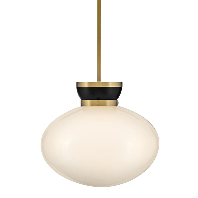 Lucy Medium 1-Light Two-Tone Pendant with Cased Opal Glass, Black